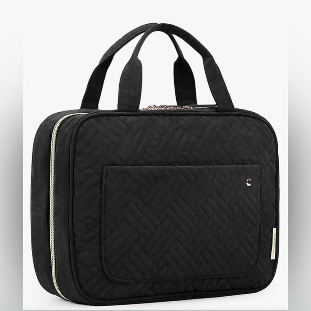 Black Quilted Toiletry Bag - large